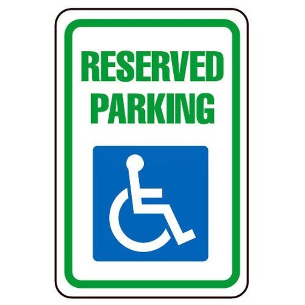 National Marker Co Reserved Parking Handicapped Logo, Aluminum Sign, .08mm Thick TM87J